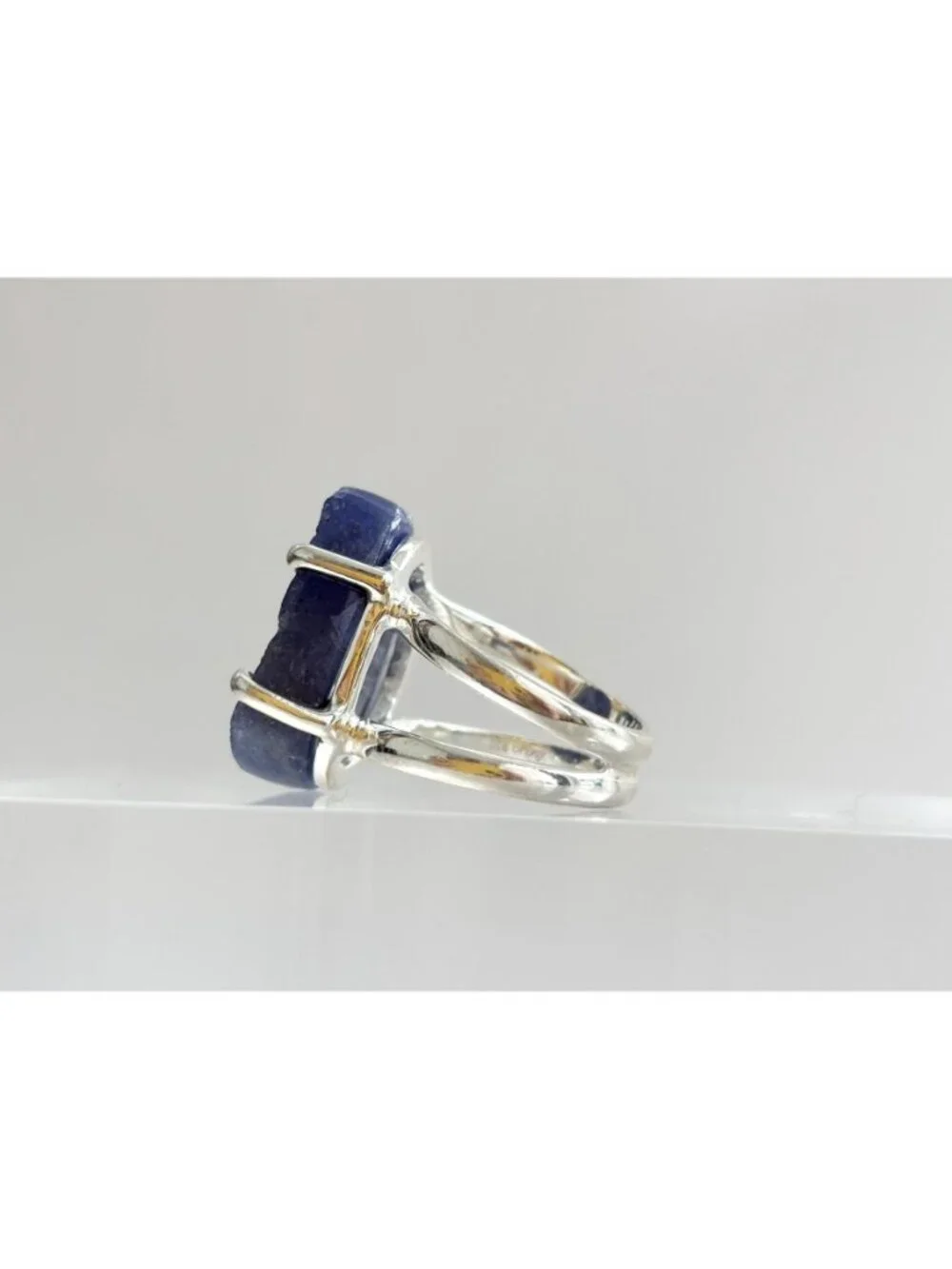 ARYA Rough Tanzanite Solitaire Gemstone Sterling Silver 925 Vintage Ring - sz 7